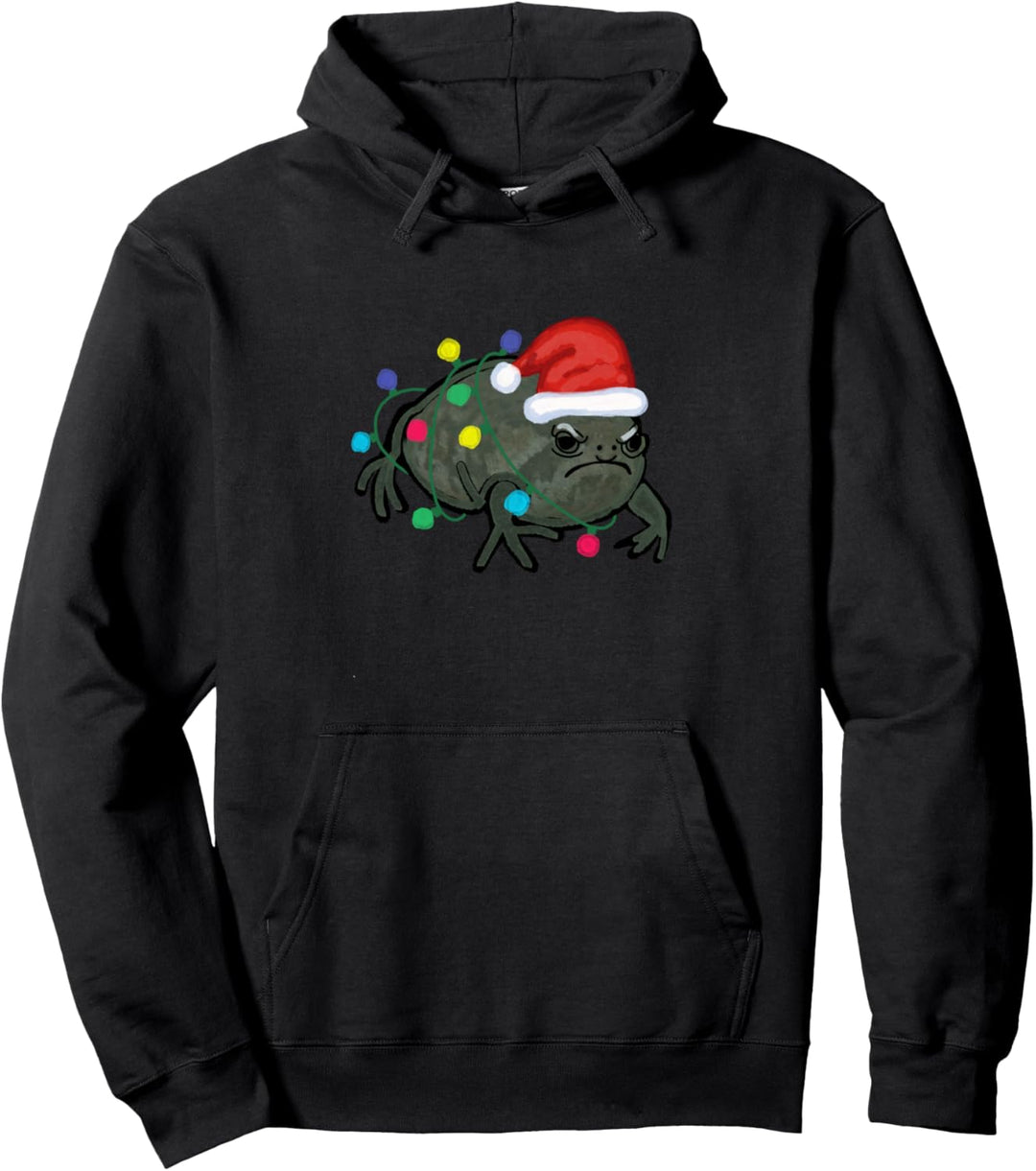 Weihnachtsmannmütze mit Frosch-Motiv, Weihnachtsmannmütze, Weihnachtsbaumlichter Pullover Hoodie