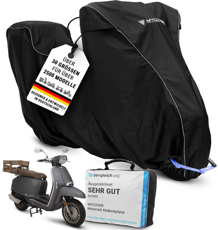MYCOVER handgefertigte Premium Roller Abdeckplane -von Bikern für Biker- Vespa Abdeckplane Outdoor m