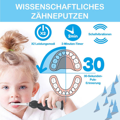 Brush-Baby WildOnes Kinder Elektrische Wiederaufladbare Zahnbürste,1 Griff, 3 Bürstenköpfe, USB-Lade