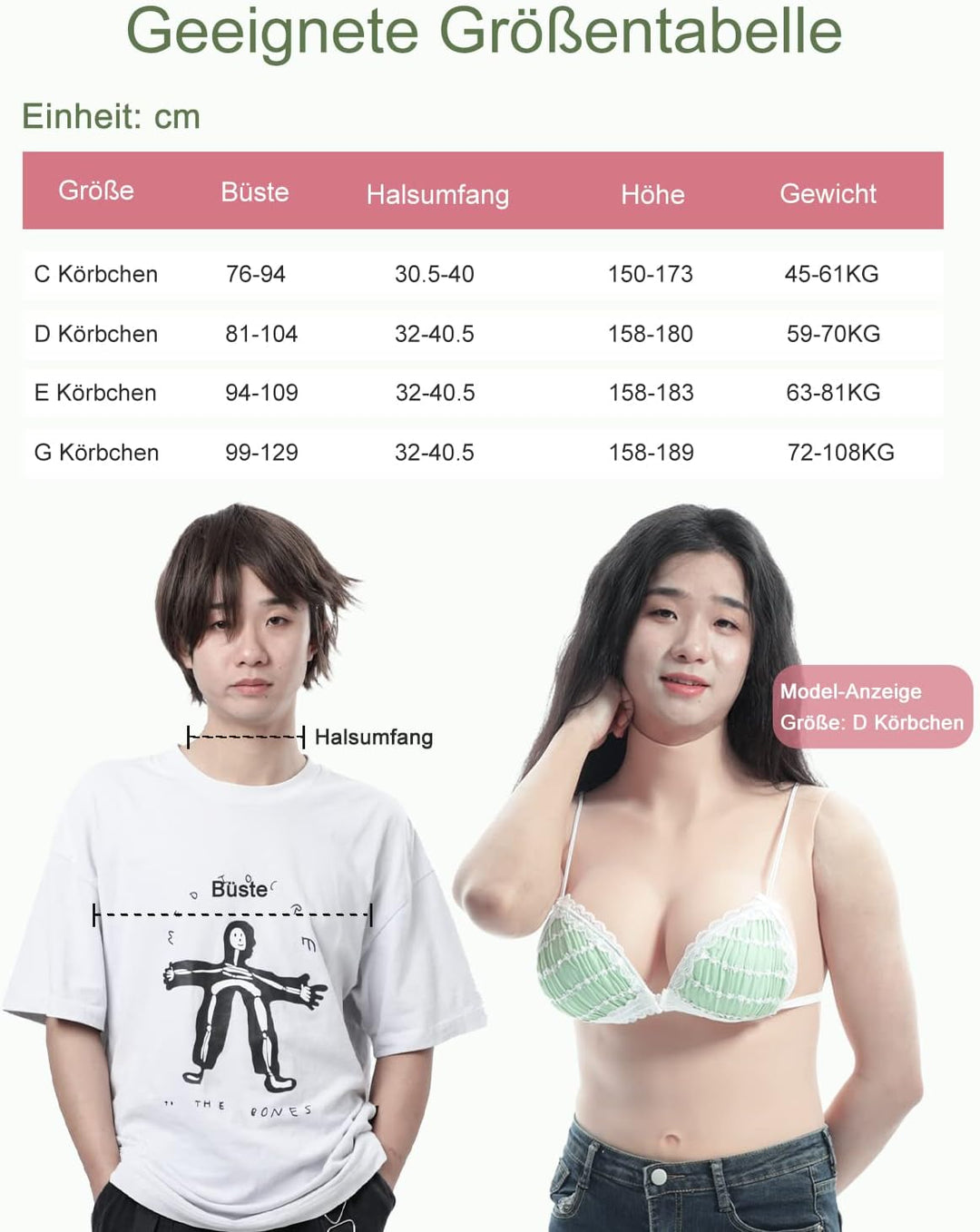 Peikey Silikon Brüste, [Halbe Körperabdeckung] Künstliche Brüste mit Geeignete BH, Realistisch Silik