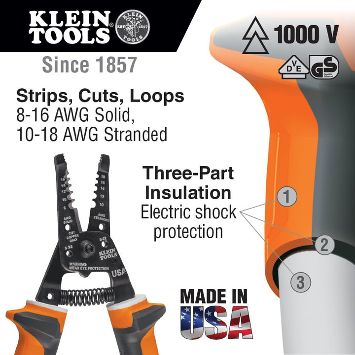 Klein Tools 11054-EINS Abisolierzange 8-18 AWG 204mm MADE IN USA