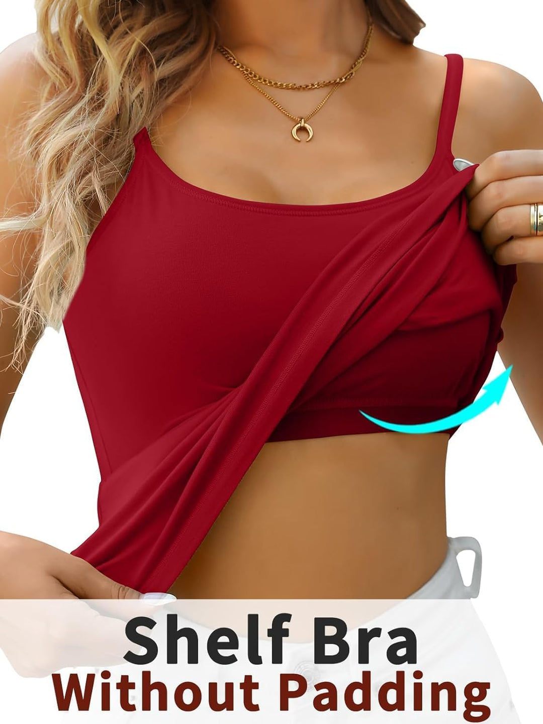 Attraco 2er Pack Damen Baumwolle Tank Top mit Regal BH Unterhemd Verstellbarer breiter Riemen Camiso
