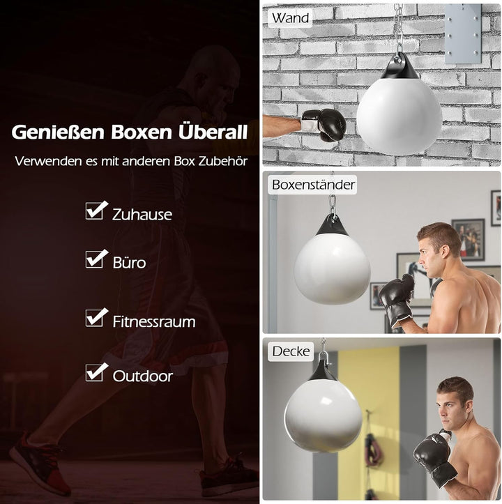 COSTWAY Ø45cm/55cm Wasserboxsack, 50 kg/80kg Boxing Punching Bag mit Verstellbarer Metallkette, Sich