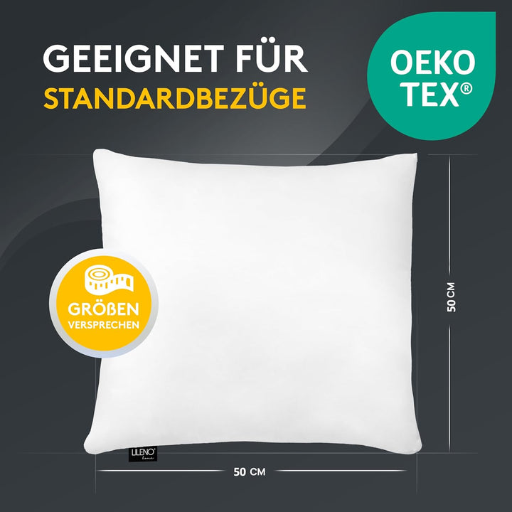 LILENO HOME Microfaser Kissen 50x50 cm [2er Set] bis 95 Grad waschbar mit Reissverschluss - Kopfkiss