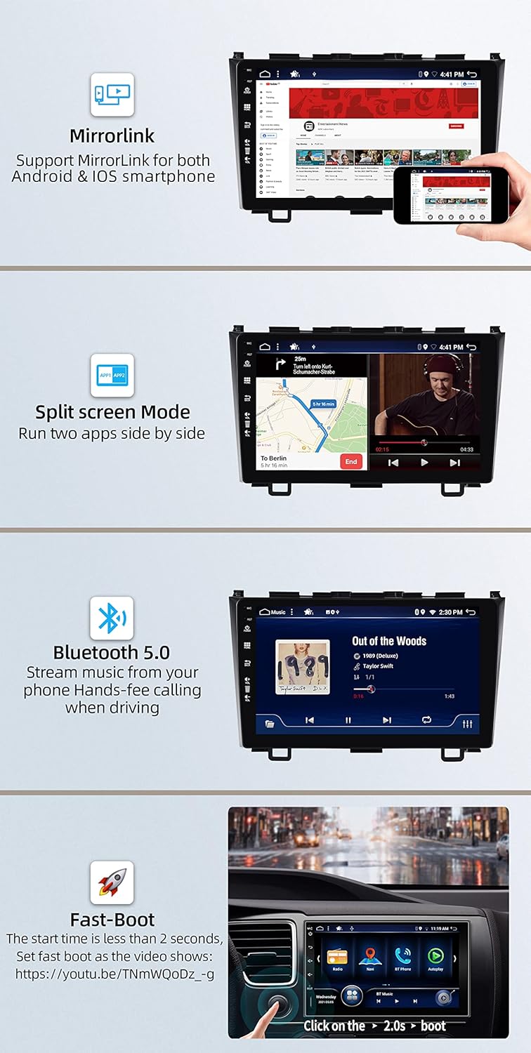 JOYX Android 13 Autoradio Passt für Honda CRV (2007-2011) - [4G+64G] - Eingebaut DSP/Carplay/Android