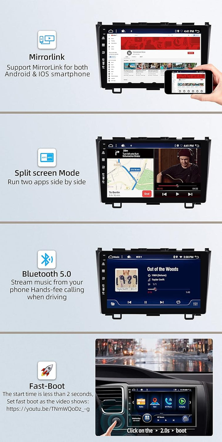 JOYX Android 13 Autoradio Passt für Honda CRV (2007-2011) - [4G+64G] - Eingebaut DSP/Carplay/Android