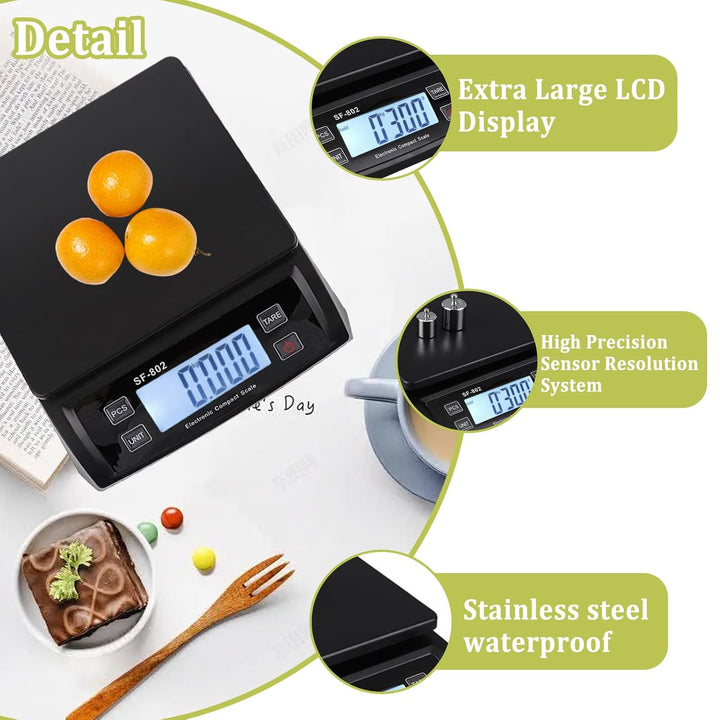 Waage küchenwaage gross Edelstahl Digitalwaage 30 kg Food Scale mit LCD Display Obstwaage Digitale K