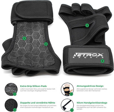 NetroxSports® – Trainingshandschuhe mit Handgelenkstütze für Bodybuilding, Gewichtheben, Krafttraini