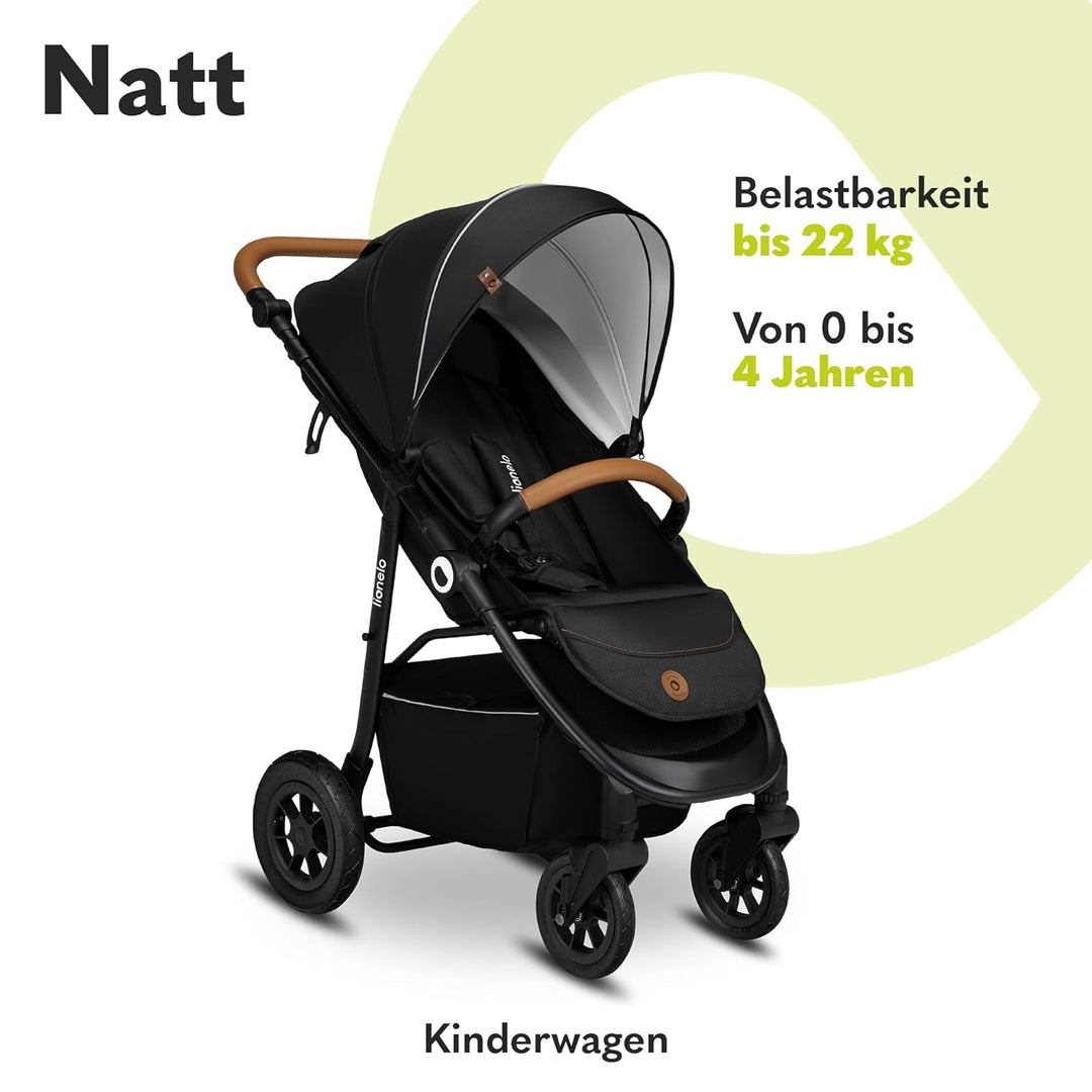 LIONELO Natt Kinderwagen Buggy bis zu 22 kg Verstellbarer Griff und Verstellung der Rückenlehne zur