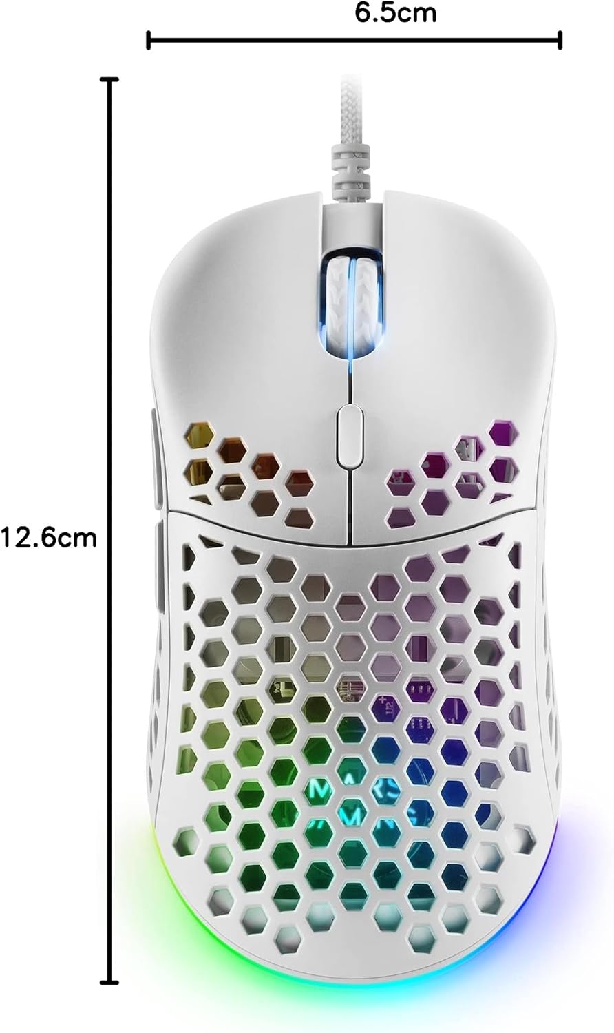 Mars Gaming MM55W Weiss, RGB Chroma Gaming Maus, Ultraleichtgewicht 55g, 12800 DPI, HUANO Mechanisch