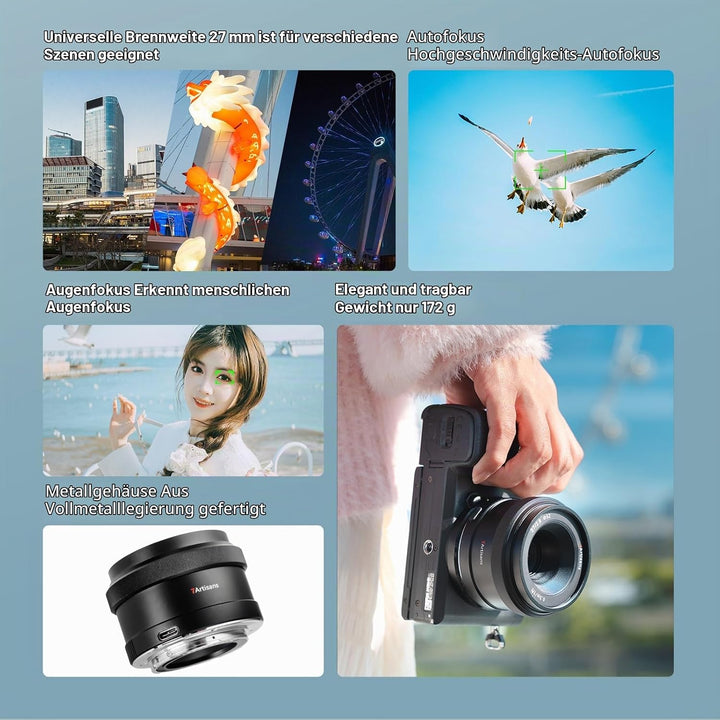 7artisans AF 27MM F2.8 Autofokus Objektiv, Weitwinkel APS-C Faszinierende Autofokus Kamera Objektiv
