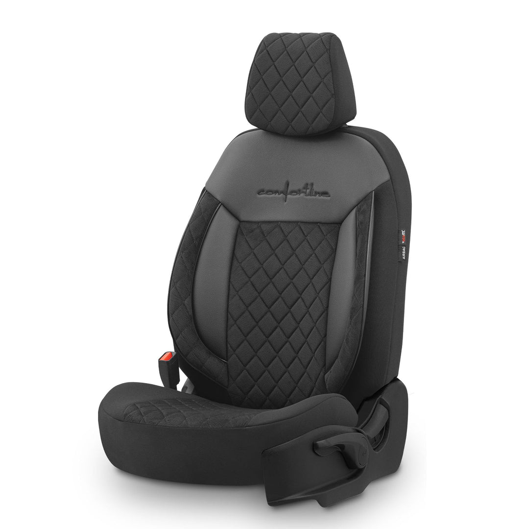 Universelle Samt/Stoff Sitzbezüge 'Comfortline VIP' Schwarz - 11-Teilig- - kompatibel mit Side-Airba