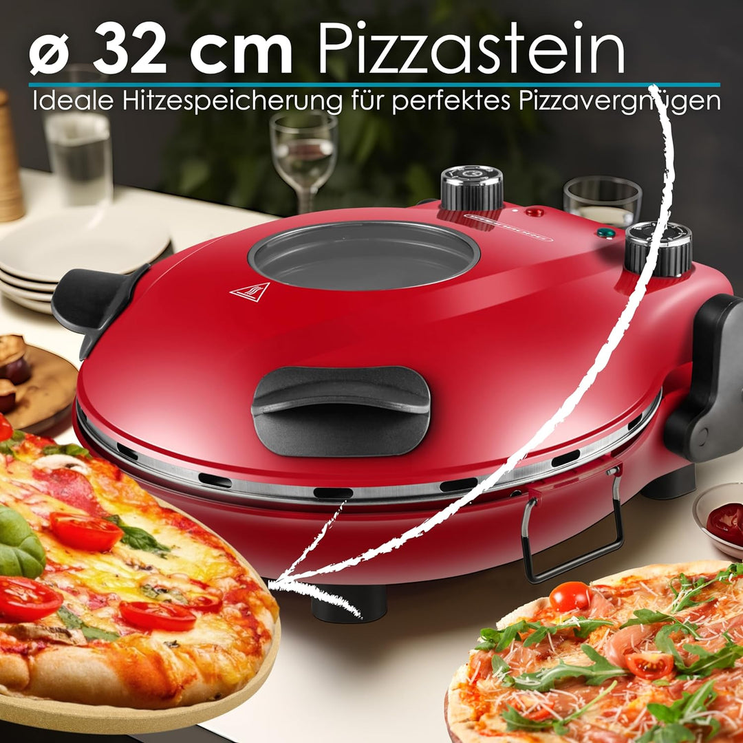 Pizzaofen elektrisch mit 32 cm Pizzastein | 390°C | Pizzabackofen | Pizza-Backstation | Elektrischer