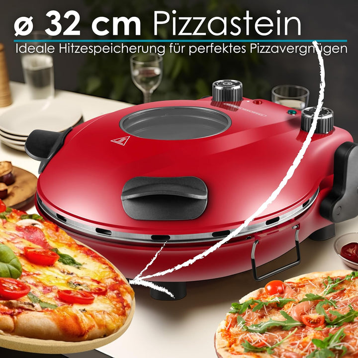 Pizzaofen elektrisch mit 32 cm Pizzastein | 390°C | Pizzabackofen | Pizza-Backstation | Elektrischer