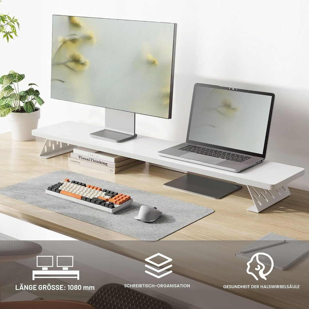 Fenge Dual Monitorständer mit Modernen Metallfüssen Multifunktionaler Bildschirmständer für Computer