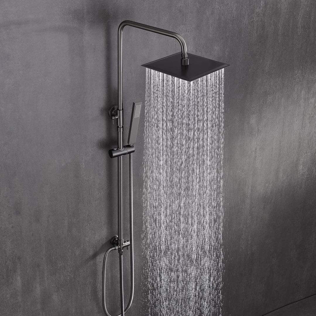 Görbach Edelstahl Duschset ohne Armatur, Regendusche Duschsystem mit Duschkopf, Duschstange, Duschsc