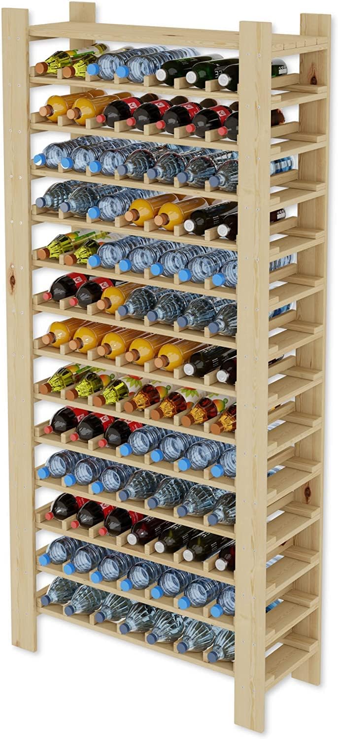 Lenmar Serie RW Weinregal aus Holz für Flaschen, Hellbeige, Wein, Flaschenregal, Kellerregal, Regale