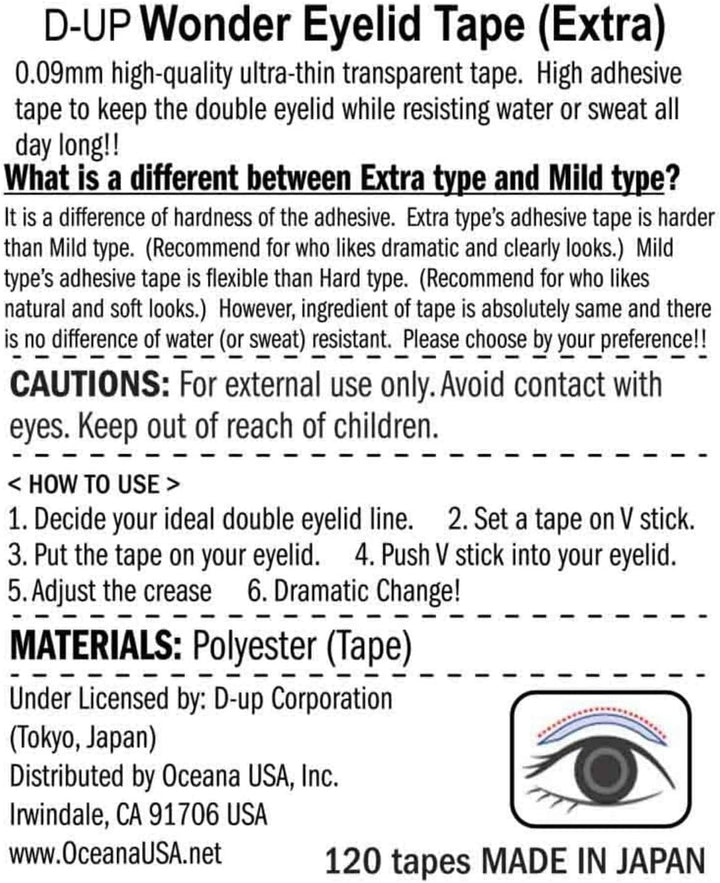 D.U.P 120 Piece Wonder Eyelid Tape Extra Eye Makeup, 1.1 Ounce