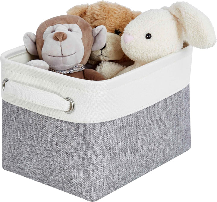 Mangata Kleine Canvas-Aufbewahrungsbox, Stoff-Aufbewahrungskorb mit Griffen für Schränke, Regale, Kl