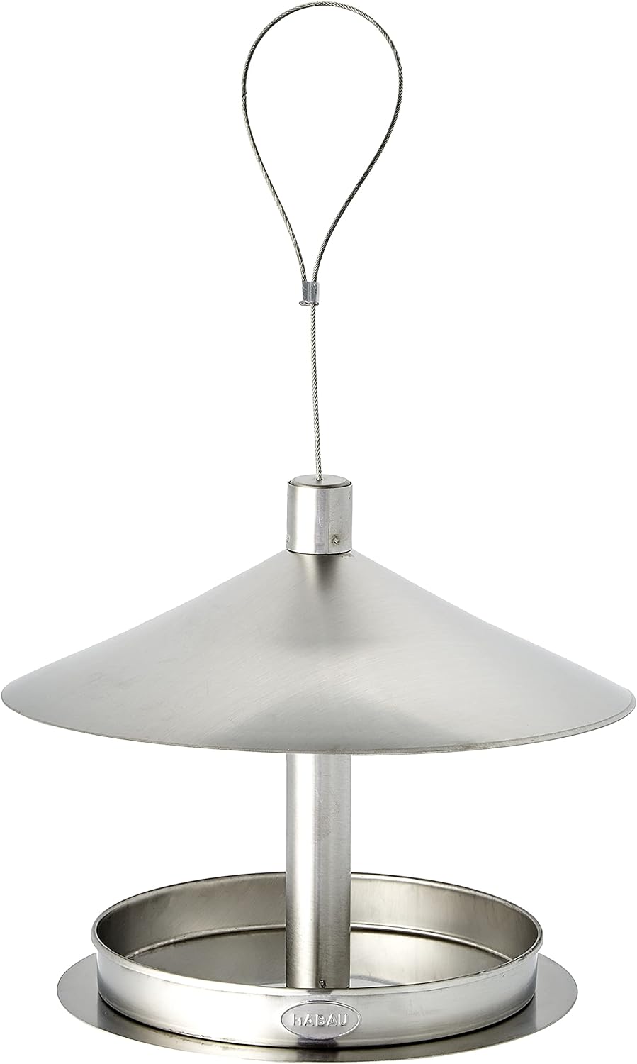 Habau 1771 Futterstation aus Edelstahl mit Kordel zum Aufhängen, Silber