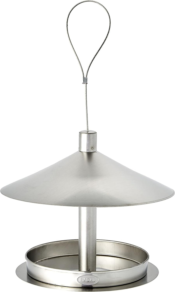 Habau 1771 Futterstation aus Edelstahl mit Kordel zum Aufhängen, Silber