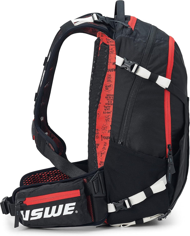 USWE Flow - Backpack with Back Protector, for Bike, Mountainbike, MTB and E-MTB Flow 16 Schwarz, Flo
