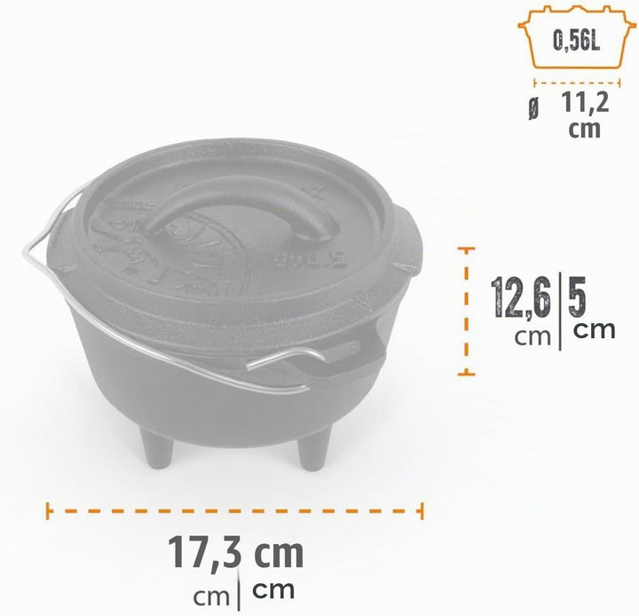 Petromax Feuertopf ft0.5 - Dutch Oven aus Gusseisen für Kochen und Backen - mit Deckel, Henkel und S