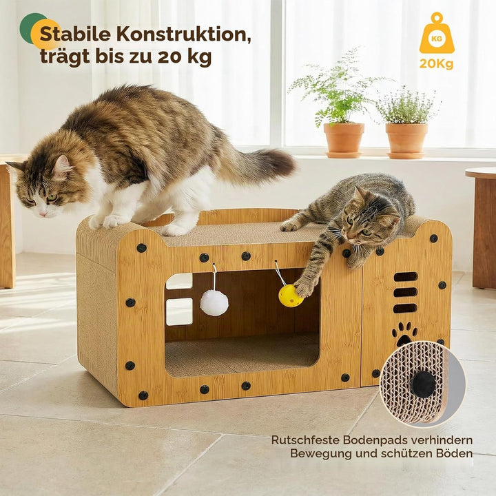 Gimars XXL 59.5cm Kratzbrett Katzenhaus aus Pappe für Katzen, für Wohnungskatzen zum Kratzen und als