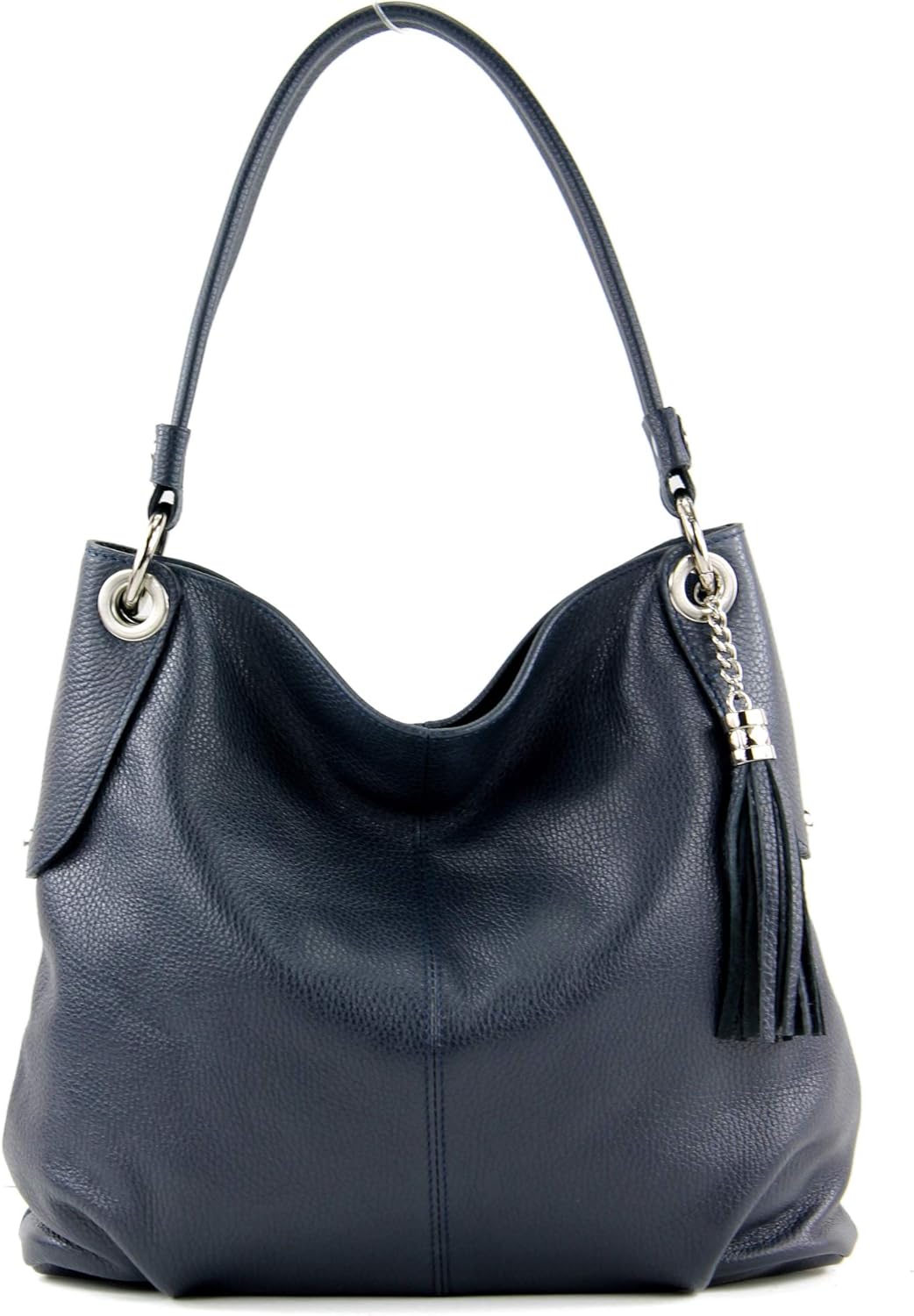 modamoda de T185 Damen Leder Schultertasche, handmade in Italy Dunkelblau, Dunkelblau