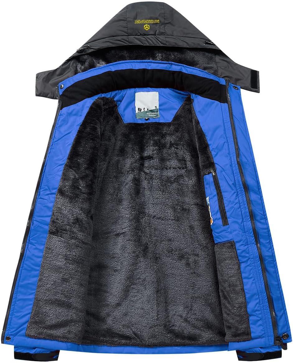 CARWORNIC Herren Winddichte Berg Ski Jacke Winter Warm Schnee Kapuze Windbreaker Wandern Snowboard M