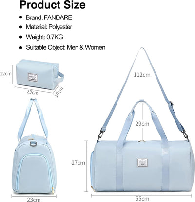 FANDARE Damen Reisetaschen Herren Klassische Sporttaschen Handgepäck mit Kosmetiktasche Weekender Um