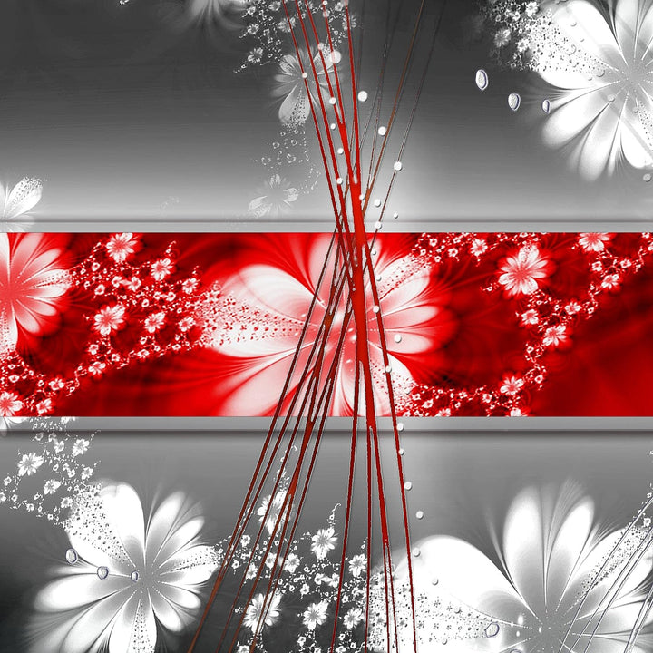 Runa Art Wandbilder Abstrakt Blumen 5 Teilig Bild auf Vlies Leinwand Deko Wohnzimmer Ornamente Grau