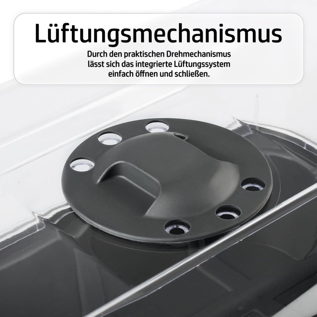 Zimmergewächshaus 38x25x19cm mit verschliessbarer Belüftung sehr stabil Gewächshaus Anzuchthaus (M),