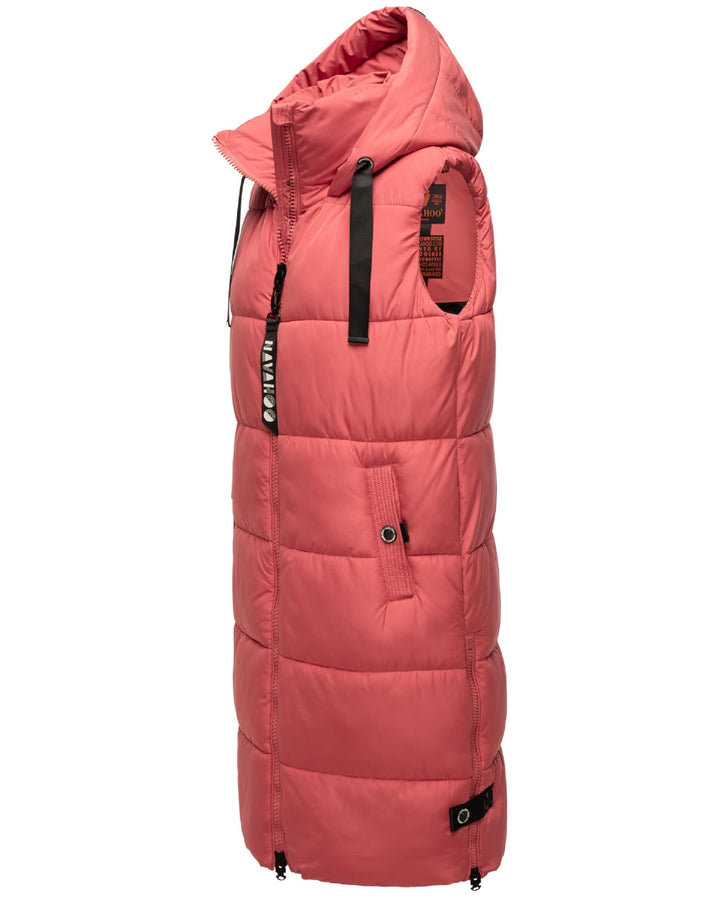Navahoo Damen ärmellose Lange Outdoorweste warme Winterjacke Schnuffelchen XS-3XL, XS Rouge