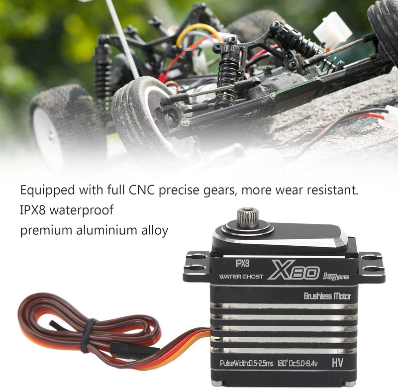 80KG RC Car Servo, Aluminiumlegierung High Torsion IPX8 Wasserdichtes RC Digital Servo für 1/8 1/10