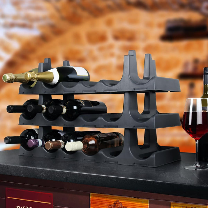Stimo Flaschenregal für 18 Flaschen stapelbar Weinregal erweiterbar Kunststoff Getränkeaufbewahrung