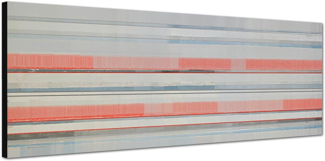 Paul Sinus Art Panoramabild auf Leinwand und Keilrahmen 150x50cm Kunst abstrakt rot grau