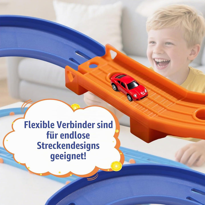 8 Stück Gebogene Schienenstücke Kompatibel mit Hot Wheels Spielzeugautos, ABS Rennstreckenverbinder