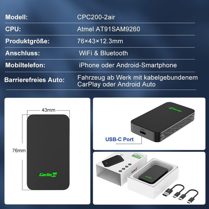 Carlinkit 5.0 2air CarPlay Wireless und Android Auto Wireless 2 in 1 Adapter,Automatische Verbindung
