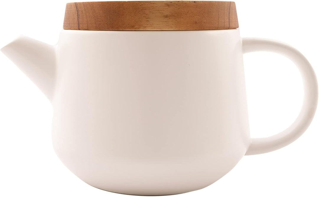 Point-Virgule Teekanne mit Siebeinsatz aus Edelstahl für pures Aroma, weiss, 600ml, Weiss