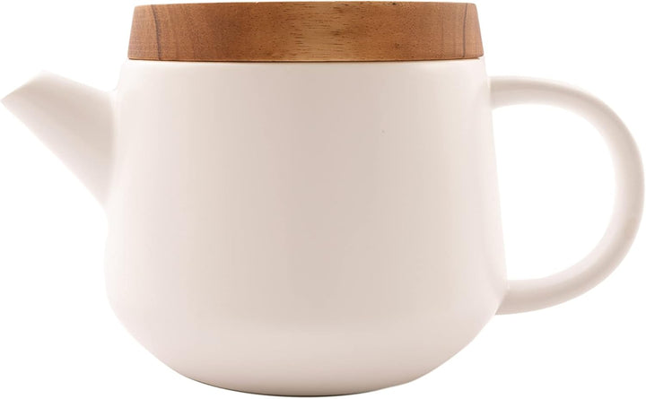 Point-Virgule Teekanne mit Siebeinsatz aus Edelstahl für pures Aroma, weiss, 600ml, Weiss