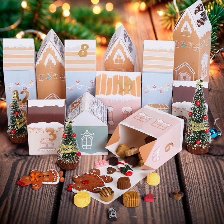 Kesote Adventskalender zum befüllen Kinder Weihnachtskalender Boxen Häuser Schachteln Weihnachten Ki