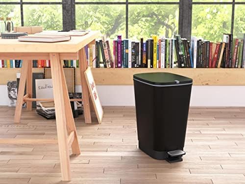 CURVER KIS Chic Bin Style Treteimer 35l mit Deckel und Pedal, Inneneimer, Küche und Bad, schwarz met