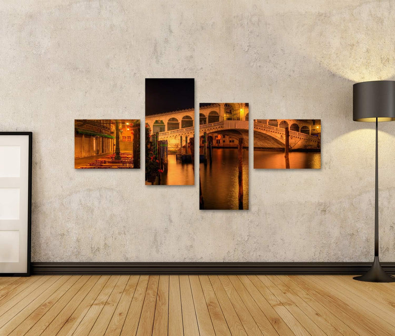 islandburner, Bild auf Leinwand Rialto-Brücke in Venedig Italien Wandbild Leinwandbild Kunstdruck Po