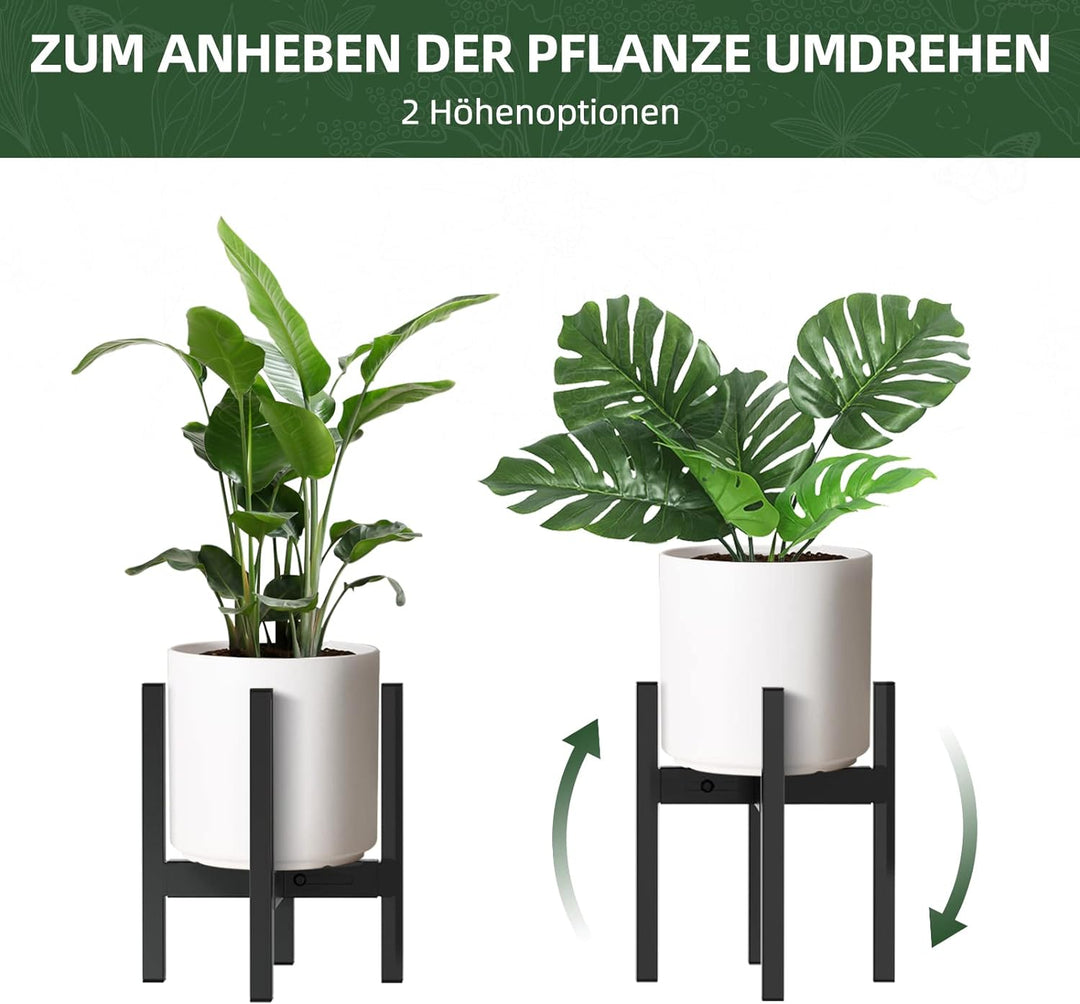 ZMTECH Verstellbare Pflanzenständer Metall Schwarz, 20-35cm Modern Blumentopf Ständer, Midcentury Bl