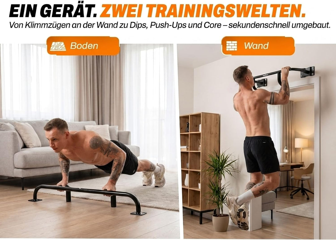 DuoBar Klimmzugstange [Wandmontage Abnehmbar] Calisthenics Equipment Homegym für Zuhause Pull Up Bar