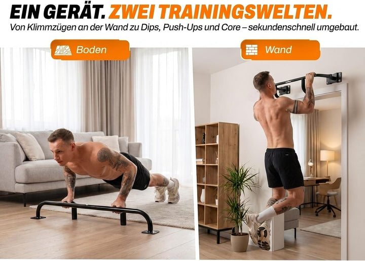 DuoBar Klimmzugstange [Wandmontage Abnehmbar] Calisthenics Equipment Homegym für Zuhause Pull Up Bar