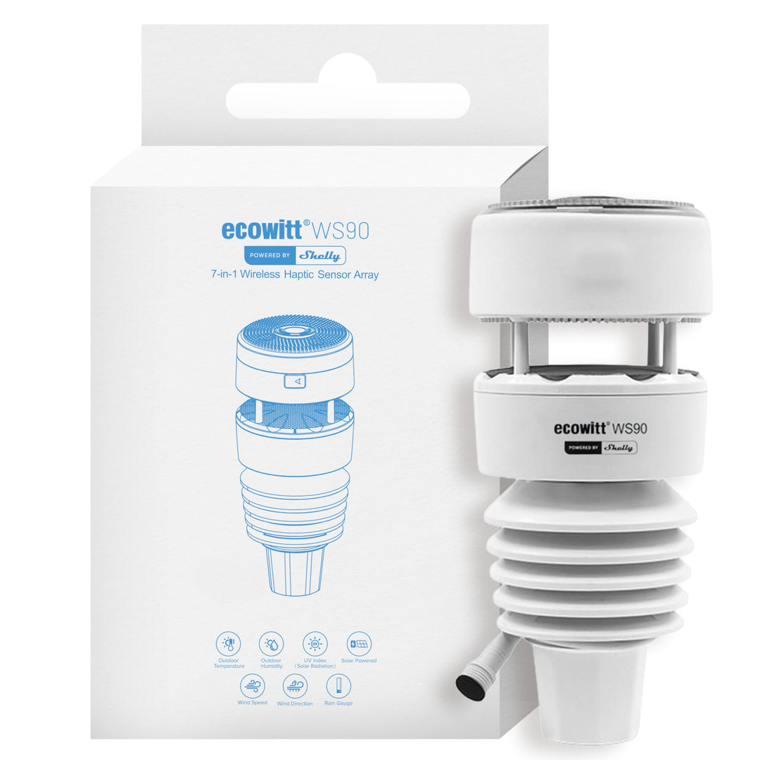 Ecowitt WS90 Powered by Shelly - Bluetooth & Zigbee 7-in-1 Smart Wetterstation, Smarte Bewässerung &