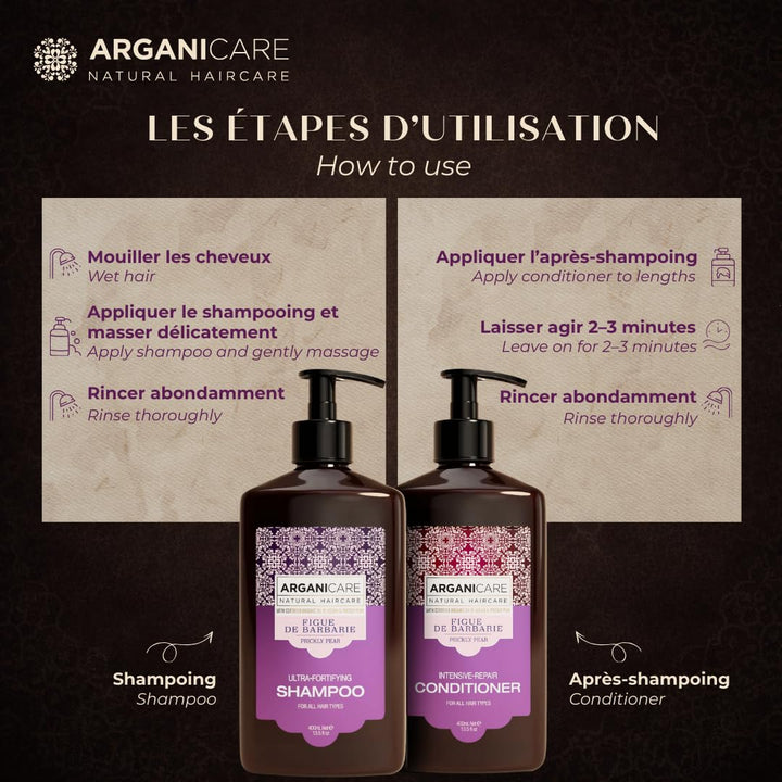 Arganicare - Duo Magnificience mit Öl der Barbarie Feige – Shampoo 400 ml + Conditioner 400 ml