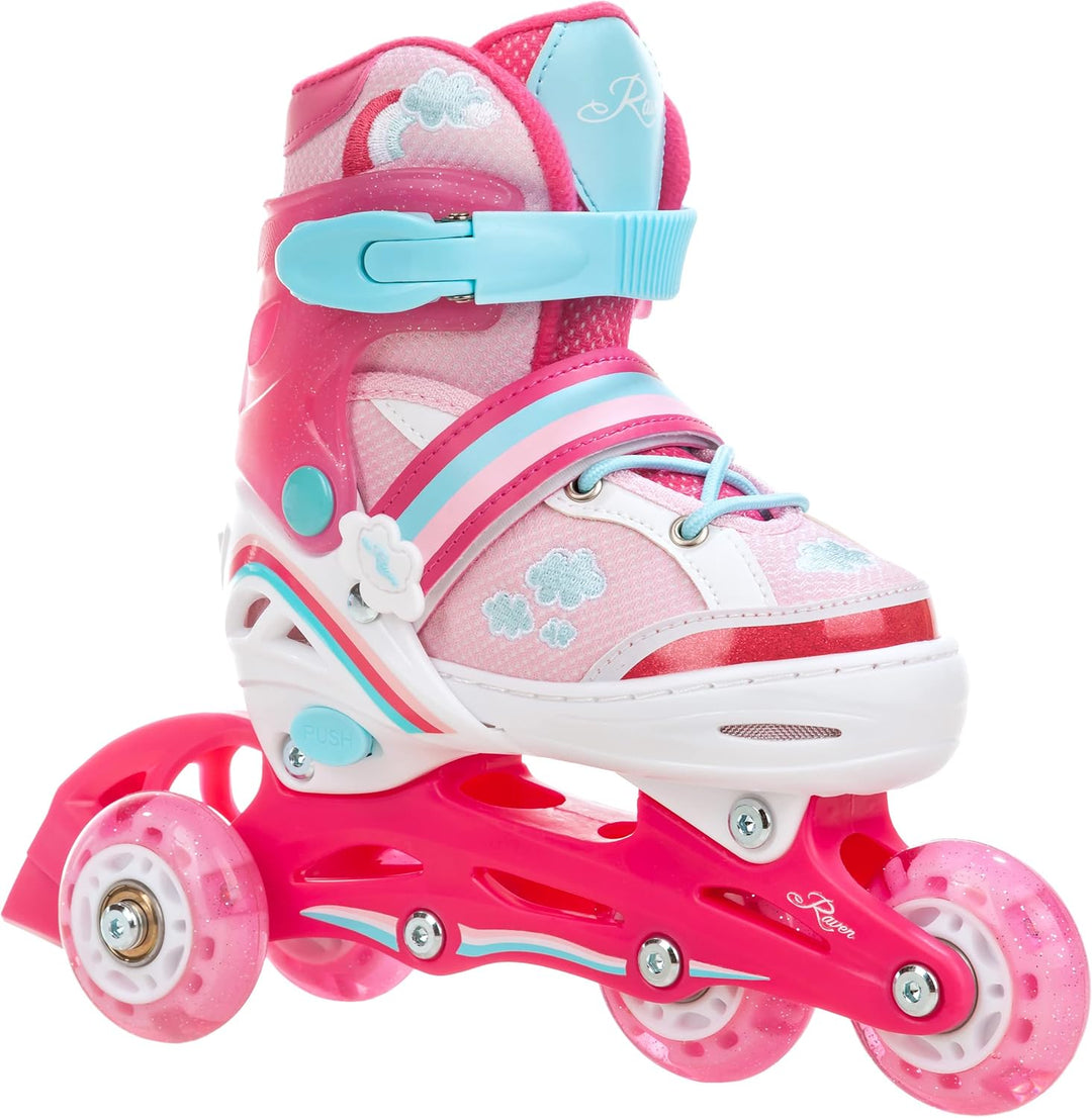 RAVEN 4in1 Inline Skates Triskates Rollschuhe Schlittschuhe Inliner für Kinder Mädchen verstellbar m